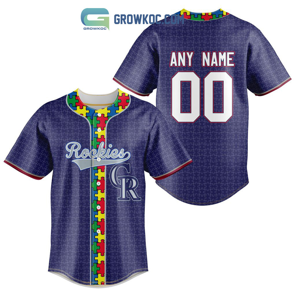 Colorado Rockies MLB Fearless Against Autism Personalized Baseball Jersey Unisex T-shirt, Sweatshirt, Hoodie, Long Sleeve Tee - T-Shirt, Sweatshirt, Hoodie
