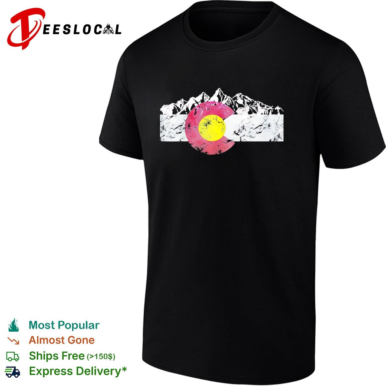 Colorado state flag symbol with mountain shirt Unisex T-shirt, Sweatshirt, Hoodie, Long Sleeve Tee - T-Shirt, Sweatshirt, Hoodie
