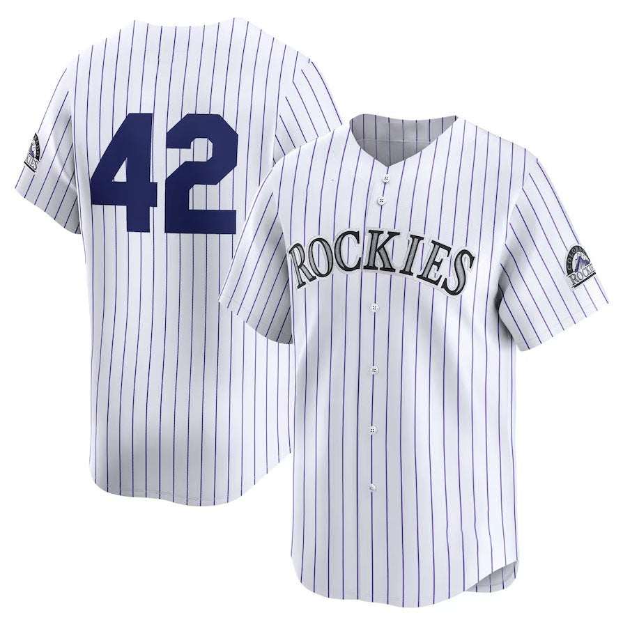 Colorado Rockies 2024 #42 Jackie Robinson Day Home Limited Jersey ¨C White Stitches Baseball Jerseys baseball jersey product view 1