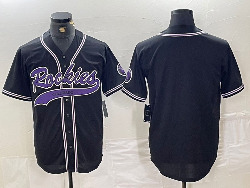 Colorado Rockies Blank Black With Patch Cool Base Stitched Baseball Jersey baseball jersey product view 1