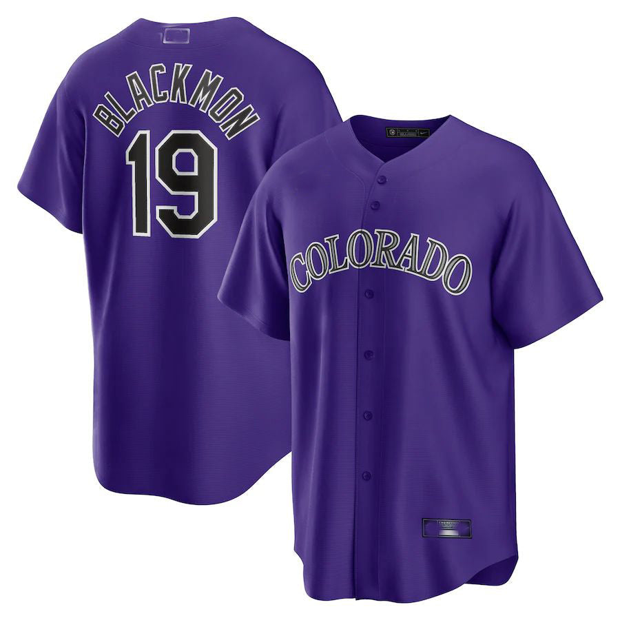 Colorado Rockies #19 Charlie Blackmon Purple Alternate Replica Player Name Jersey Baseball Jerseys baseball jersey product view 1