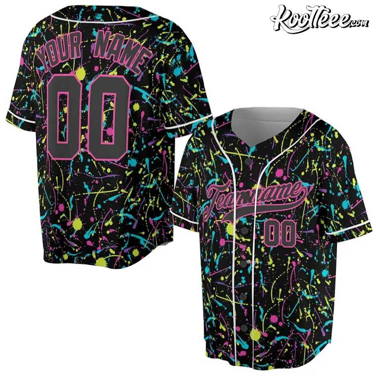 Colorful Paint Splatter Graffiti Custom Baseball Jersey Unisex T-shirt, Sweatshirt, Hoodie, Long Sleeve Tee - T-Shirt, Sweatshirt, Hoodie