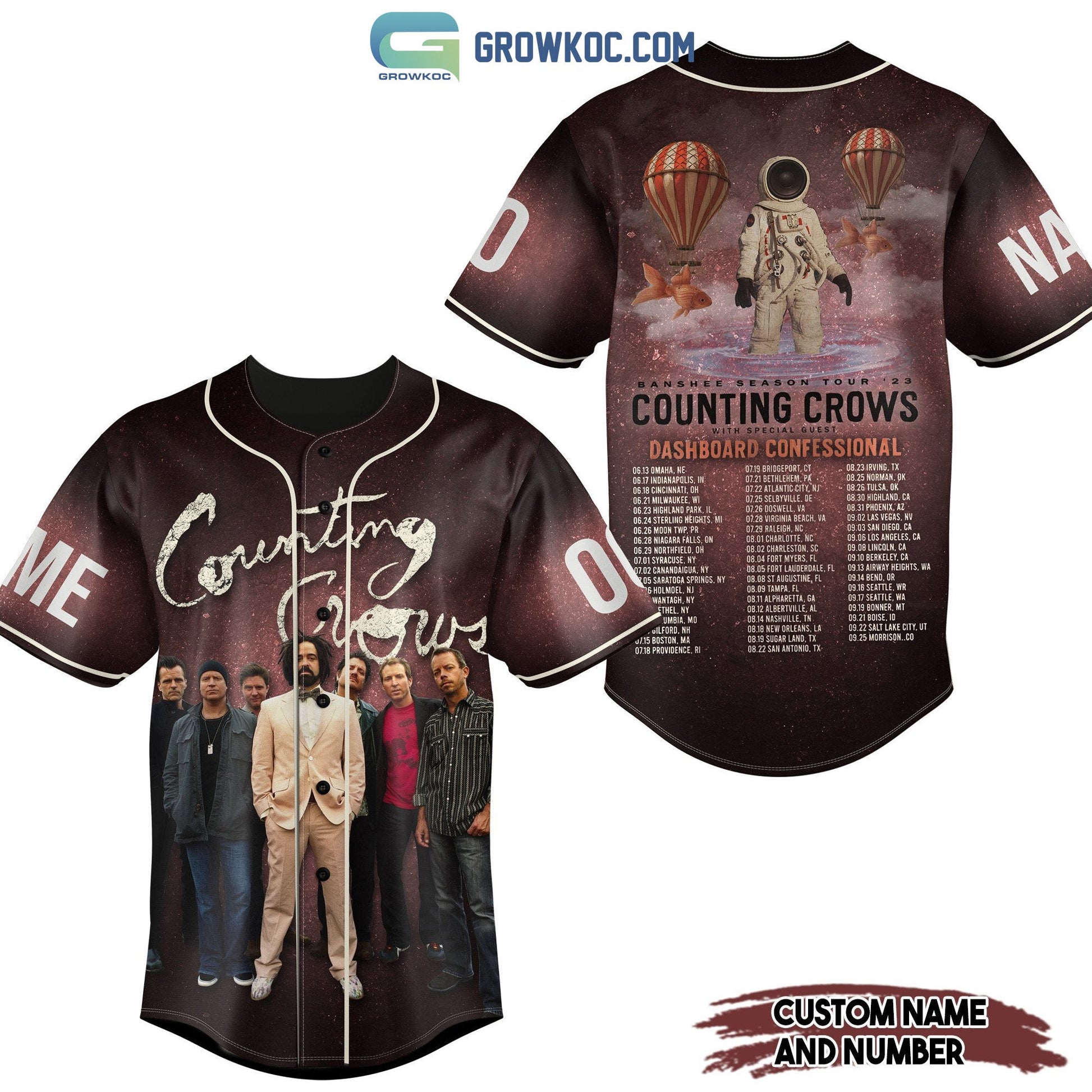 Counting Crows Banshee Season Tour 2023 Personalized Baseball Jersey Unisex T-shirt, Sweatshirt, Hoodie, Long Sleeve Tee - T-Shirt, Sweatshirt, Hoodie