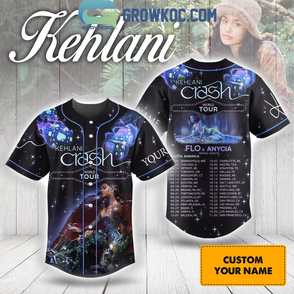 Crash Kehlani World Tour 2024 With Flo And Anycia Personalized Baseball Jersey Unisex T-shirt, Sweatshirt, Hoodie, Long Sleeve Tee - T-Shirt, Sweatshirt, Hoodie