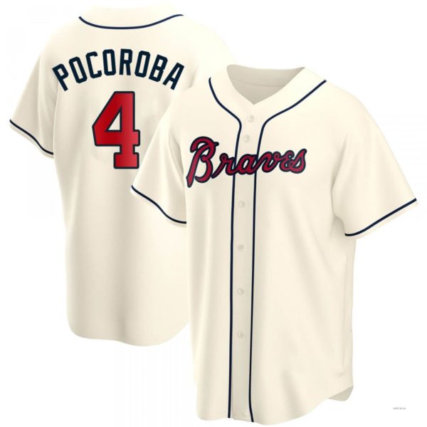 Atlanta Braves #4 Biff Pocoroba Cream Alternate Jersey Jersey Stitches Baseball Jerseys baseball jersey product view 1