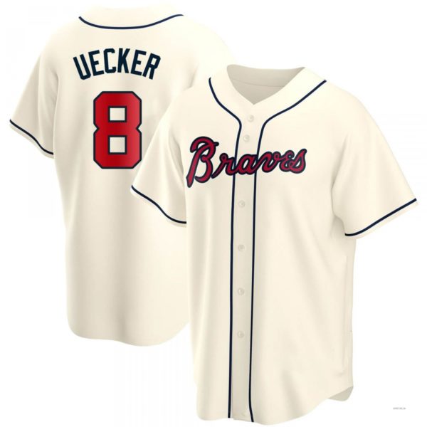 Atlanta Braves #8 Bob Uecker Cream Alternate Jersey Stitches Baseball Jerseys baseball jersey product view 1