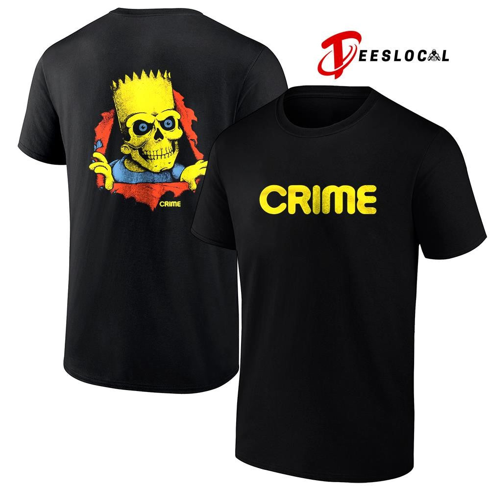 Crime x Bart Red Skull cartoon shirt Unisex T-shirt, Sweatshirt, Hoodie, Long Sleeve Tee - T-Shirt, Sweatshirt, Hoodie