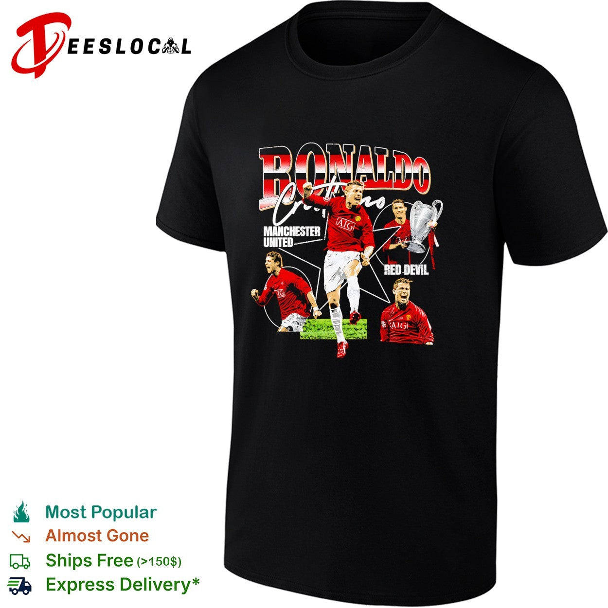 Cristiano Ronaldo Manchester United red devil portrait shirt Unisex T-shirt, Sweatshirt, Hoodie, Long Sleeve Tee - T-Shirt, Sweatshirt, Hoodie