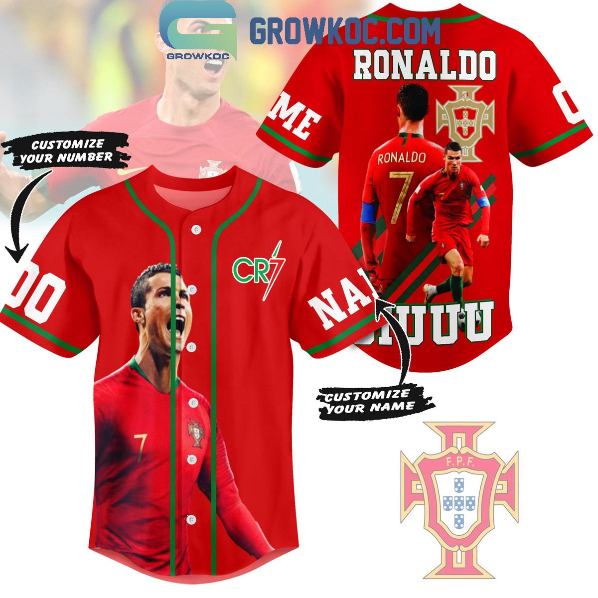 Cristiano Ronaldo Portugal Football Captain Siuu Personalized Baseball Jersey Unisex T-shirt, Sweatshirt, Hoodie, Long Sleeve Tee - T-Shirt, Sweatshirt, Hoodie