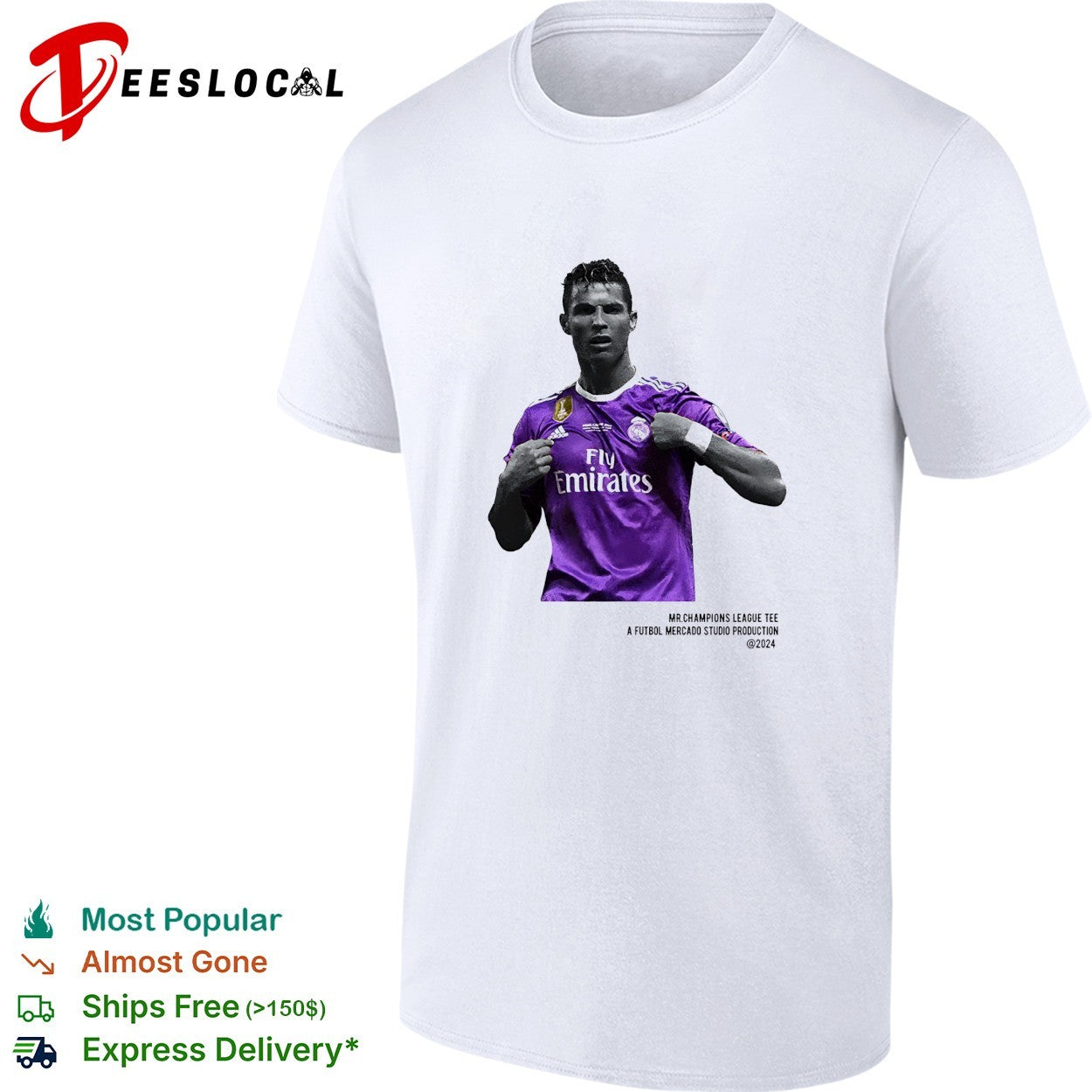 Cristiano Ronaldo Real Madrid champions league shirt Unisex T-shirt, Sweatshirt, Hoodie, Long Sleeve Tee - T-Shirt, Sweatshirt, Hoodie
