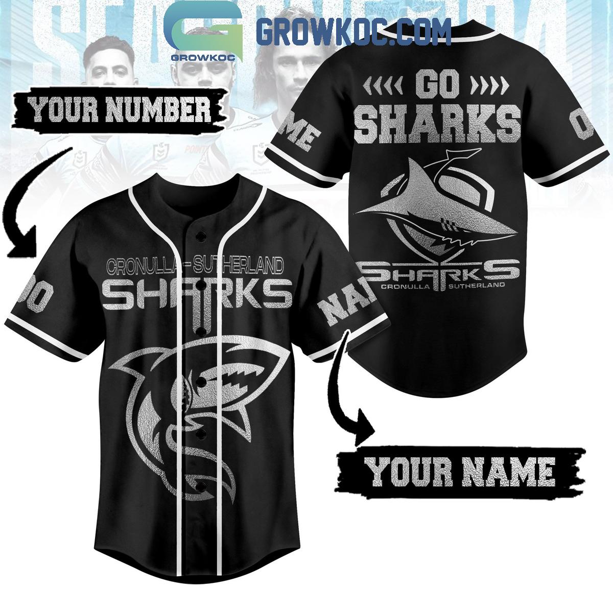 Cronulla Sutherland Sharks Rugby Go Sharks Personalized Baseball Jersey Unisex T-shirt, Sweatshirt, Hoodie, Long Sleeve Tee - T-Shirt, Sweatshirt, Hoodie