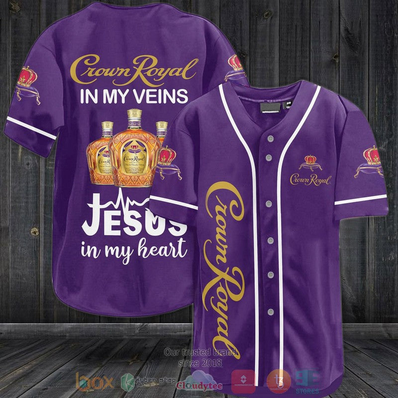 Crown Royal in my veins Jesus in my heart dark purple Baseball shirt Unisex T-shirt, Sweatshirt, Hoodie, Long Sleeve Tee - T-Shirt, Sweatshirt, Hoodie