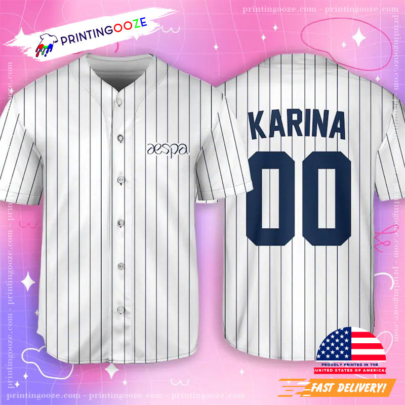 Custom Aespa Kpop Baseball Jersey Unisex T-shirt, Sweatshirt, Hoodie, Long Sleeve Tee - T-Shirt, Sweatshirt, Hoodie