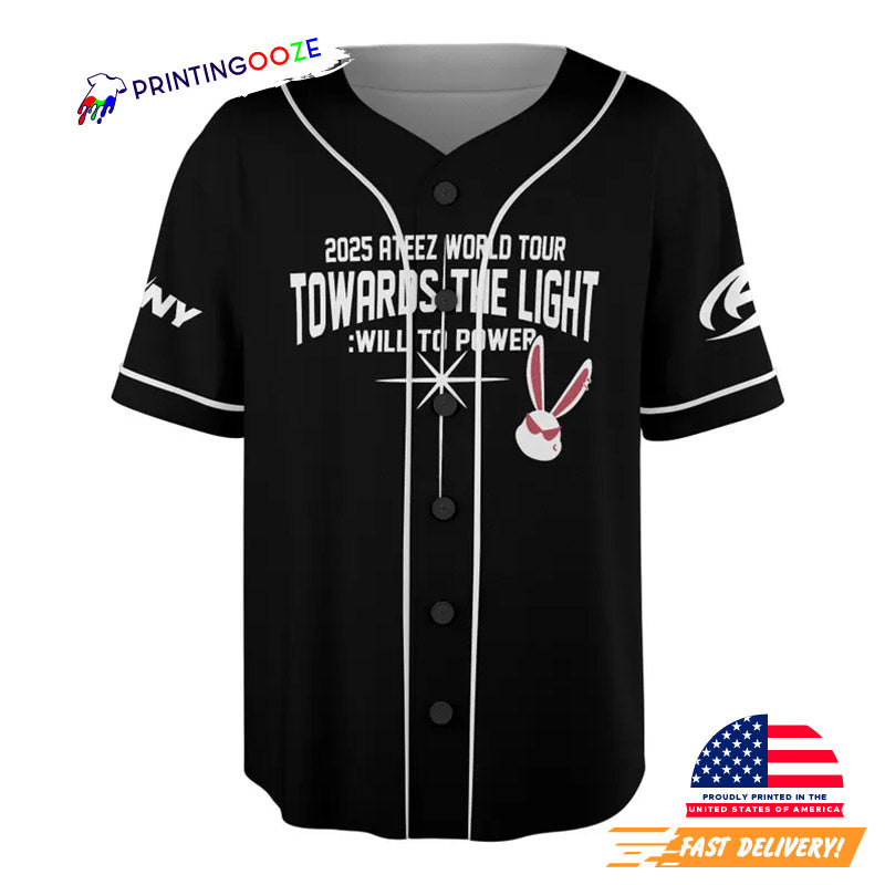 Custom Ateez Towards The Light World Tour 2025 Baseball Jersey Unisex T-shirt, Sweatshirt, Hoodie, Long Sleeve Tee - T-Shirt, Sweatshirt, Hoodie