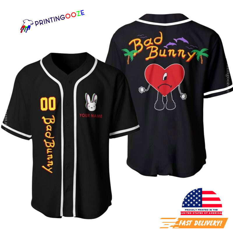 Custom Bad Bunny Baseball Jersey Unisex T-shirt, Sweatshirt, Hoodie, Long Sleeve Tee - T-Shirt, Sweatshirt, Hoodie