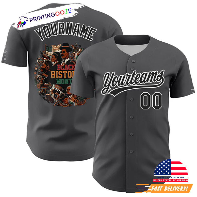 Custom Black History Month Baseball Jersey Unisex T-shirt, Sweatshirt, Hoodie, Long Sleeve Tee - T-Shirt, Sweatshirt, Hoodie