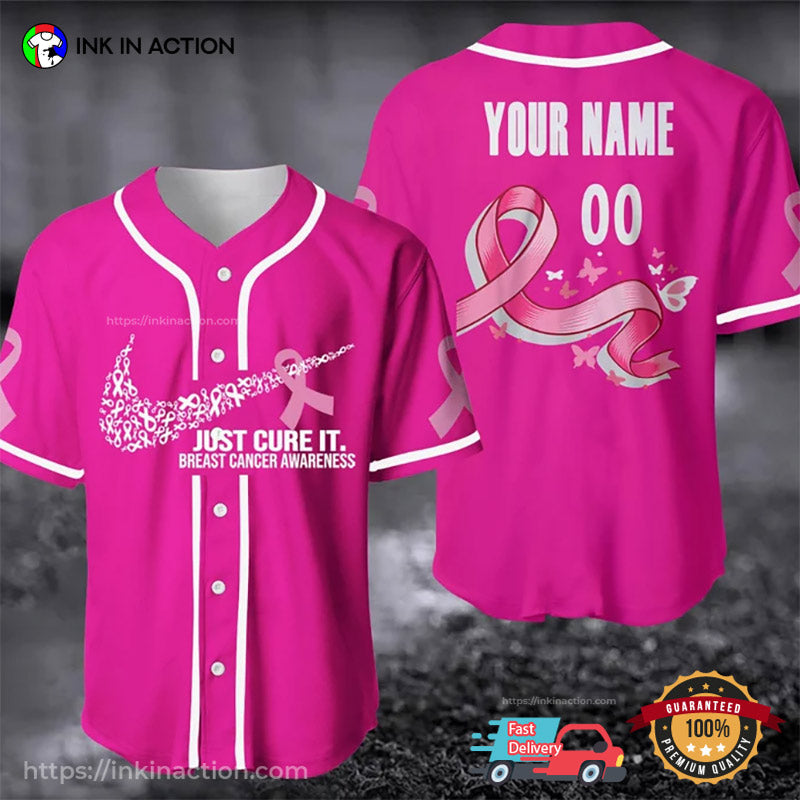 Custom Breast Cancer Baseball Jersey Unisex T-shirt, Sweatshirt, Hoodie, Long Sleeve Tee - T-Shirt, Sweatshirt, Hoodie