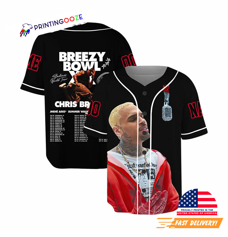 Custom Breezy Bowl XX Breezy Bowl Tour 2025 Baseball Jersey Unisex T-shirt, Sweatshirt, Hoodie, Long Sleeve Tee - T-Shirt, Sweatshirt, Hoodie