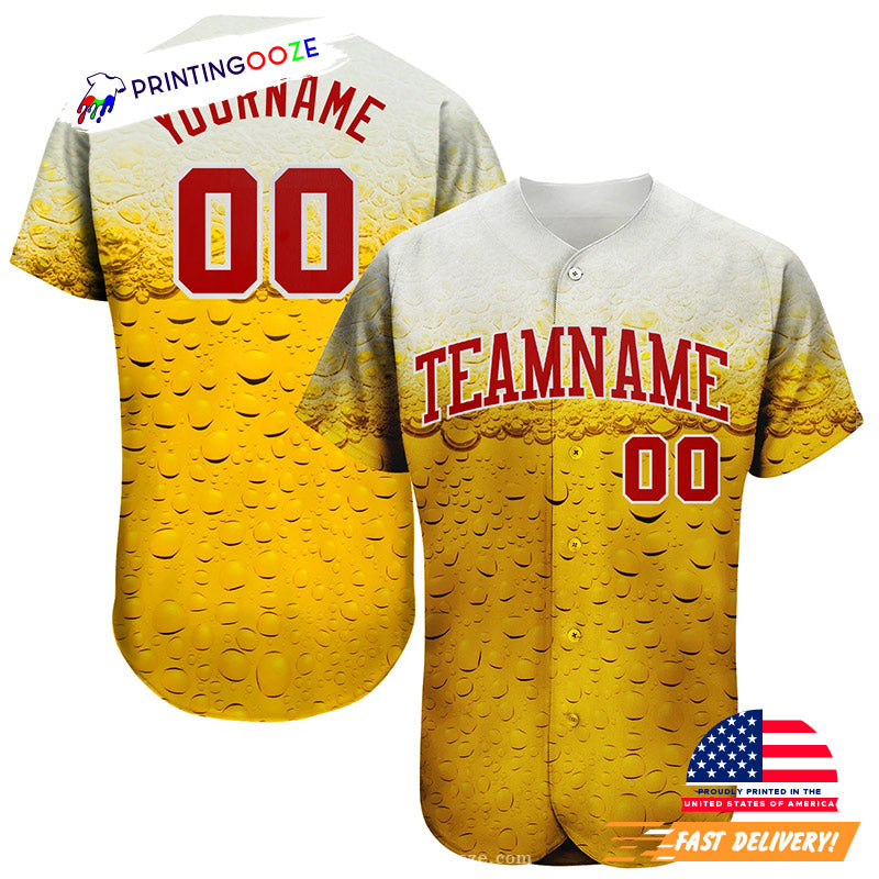 Custom Bubble Of Beer In Glass Beer Day Baseball Jersey Unisex T-shirt, Sweatshirt, Hoodie, Long Sleeve Tee - T-Shirt, Sweatshirt, Hoodie