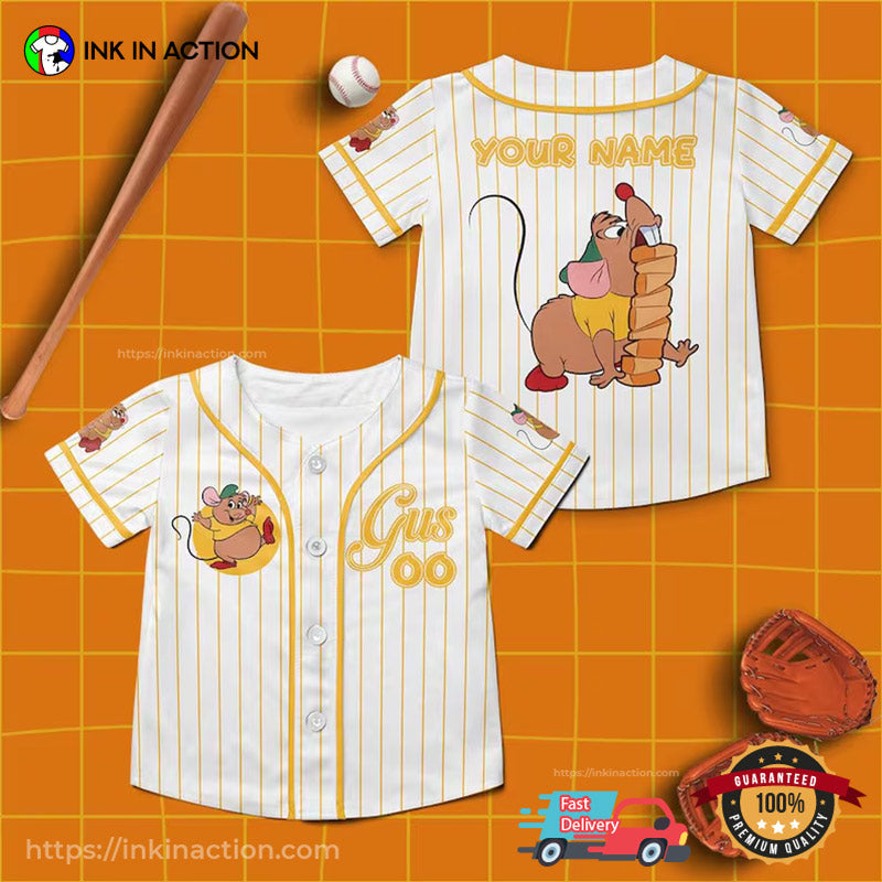 Custom Cinderella Gus Gus Mouse Funny Baseball Jersey Unisex T-shirt, Sweatshirt, Hoodie, Long Sleeve Tee - T-Shirt, Sweatshirt, Hoodie