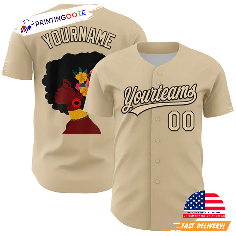 Custom City Cream Black Black History Month Baseball Jersey Unisex T-shirt, Sweatshirt, Hoodie, Long Sleeve Tee - T-Shirt, Sweatshirt, Hoodie