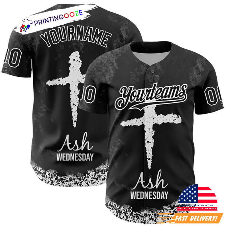 Custom Cross Jesus Christ Ash Wednesday Baseball Jersey Unisex T-shirt, Sweatshirt, Hoodie, Long Sleeve Tee - T-Shirt, Sweatshirt, Hoodie