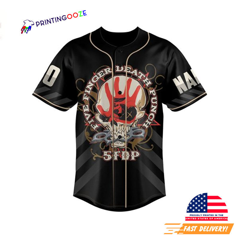 Custom Five Finger Death Punch Marilyn Manson Baseball Jersey Unisex T-shirt, Sweatshirt, Hoodie, Long Sleeve Tee - T-Shirt, Sweatshirt, Hoodie