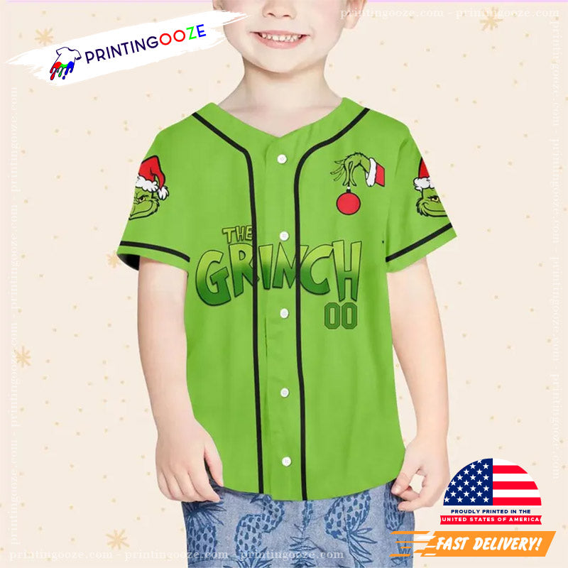 Custom Grinchmas Party Baseball Jersey Unisex T-shirt, Sweatshirt, Hoodie, Long Sleeve Tee - T-Shirt, Sweatshirt, Hoodie