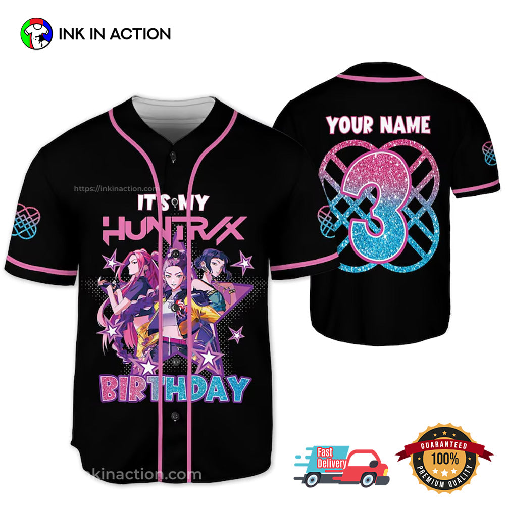 Custom Huntrix Birthday Girl Baseball Jersey Unisex T-shirt, Sweatshirt, Hoodie, Long Sleeve Tee - T-Shirt, Sweatshirt, Hoodie