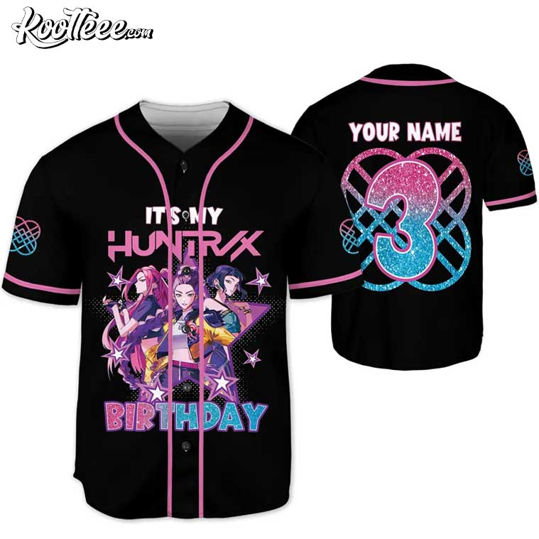 Custom Huntrix Birthday Girl Kpop Demon Hunters Baseball Jersey Unisex T-shirt, Sweatshirt, Hoodie, Long Sleeve Tee - T-Shirt, Sweatshirt, Hoodie
