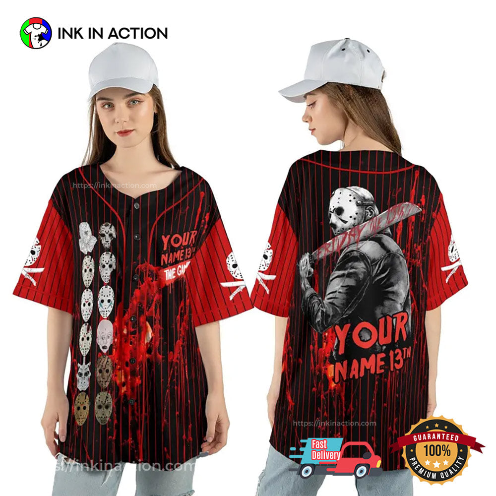 Custom Jason Voorhees Spooky Season Baseball Jersey Unisex T-shirt, Sweatshirt, Hoodie, Long Sleeve Tee - T-Shirt, Sweatshirt, Hoodie