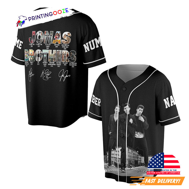 Custom Jonas Brothers Signature 2025 Concert Baseball Jersey Unisex T-shirt, Sweatshirt, Hoodie, Long Sleeve Tee - T-Shirt, Sweatshirt, Hoodie