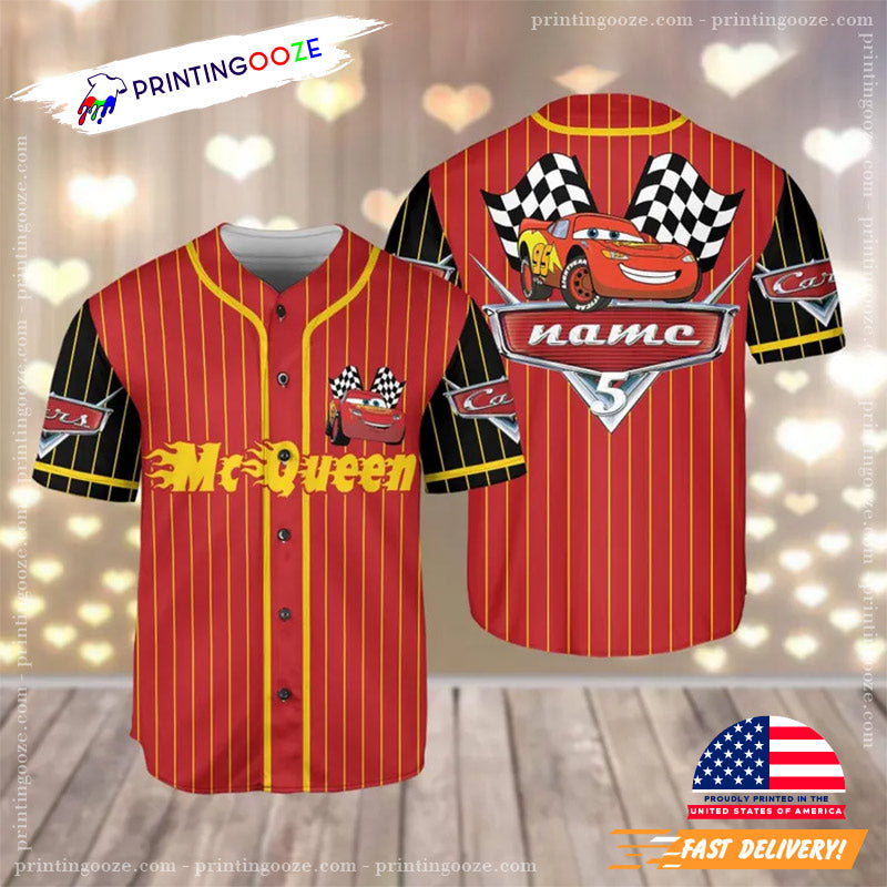 Custom Lightning McQueen Baseball Jersey Unisex T-shirt, Sweatshirt, Hoodie, Long Sleeve Tee - T-Shirt, Sweatshirt, Hoodie