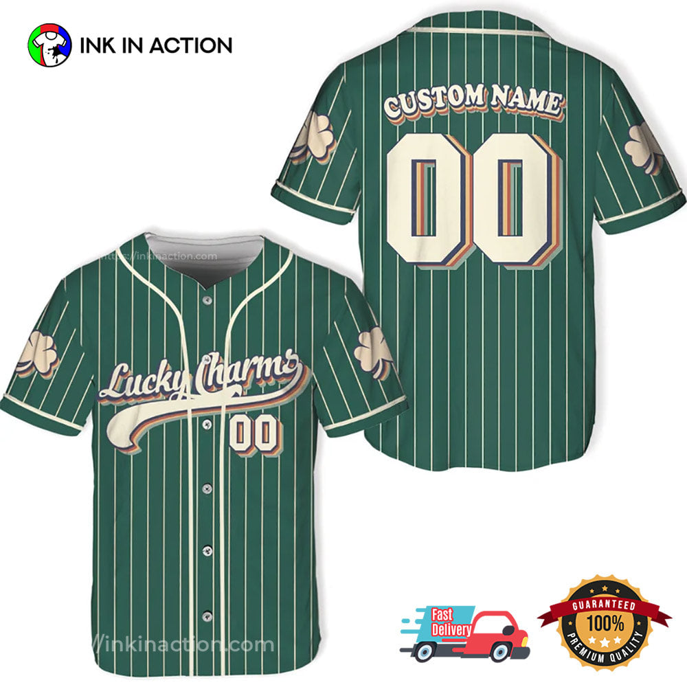 Custom Lucky Charms St Patricks Day Baseball Jersey Unisex T-shirt, Sweatshirt, Hoodie, Long Sleeve Tee - T-Shirt, Sweatshirt, Hoodie
