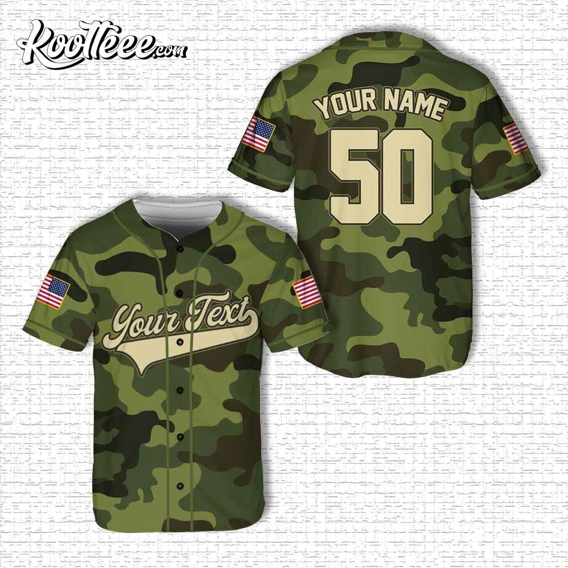 Custom Military Camouflage Pattern Baseball Jersey Unisex T-shirt, Sweatshirt, Hoodie, Long Sleeve Tee - T-Shirt, Sweatshirt, Hoodie