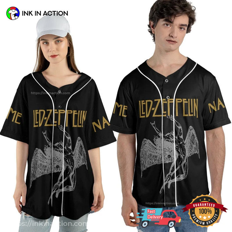 Custom Name Led Zeppelin Rock Band Baseball Jersey Unisex T-shirt, Sweatshirt, Hoodie, Long Sleeve Tee - T-Shirt, Sweatshirt, Hoodie