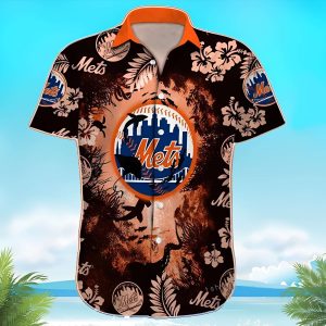 Custom Name New York Mets MLB Hawaiian Shirt Beach Summer, Mets Hawaiian Shirt Unisex T-shirt, Sweatshirt, Hoodie, Long Sleeve Tee - T-Shirt, Sweatshirt, Hoodie