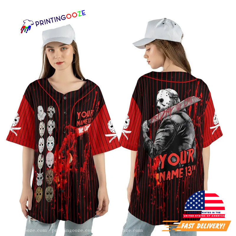 Custom Name Friday 13th Jason Voorhees The Game Baseball Jersey Unisex T-shirt, Sweatshirt, Hoodie, Long Sleeve Tee - T-Shirt, Sweatshirt, Hoodie