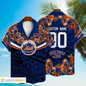 Custom New York Mets MLB Hawaiian Shirt Flower Pattern Summer Unisex T-shirt, Sweatshirt, Hoodie, Long Sleeve Tee - T-Shirt, Sweatshirt, Hoodie