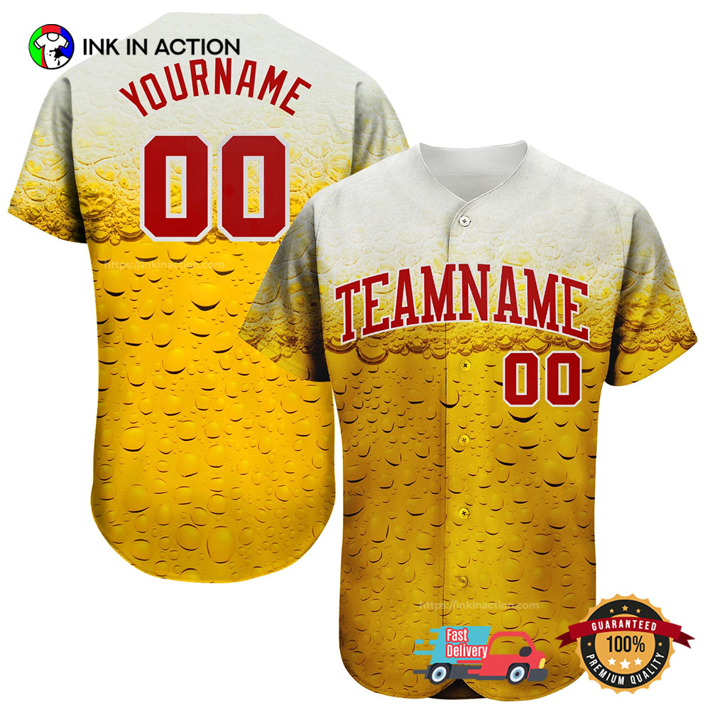 Custom Pattern Design Bubble Of Beer Baseball Jersey Unisex T-shirt, Sweatshirt, Hoodie, Long Sleeve Tee - T-Shirt, Sweatshirt, Hoodie