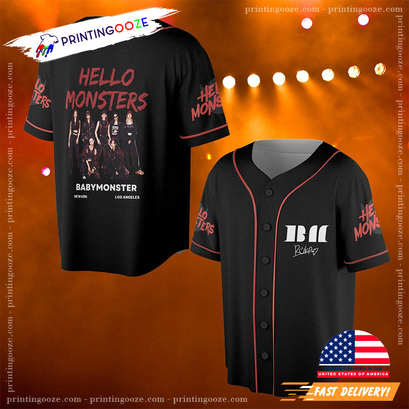 Custom Sign Babymonster Hello Monster World Tour 2025 Baseball Jersey Unisex T-shirt, Sweatshirt, Hoodie, Long Sleeve Tee - T-Shirt, Sweatshirt, Hoodie