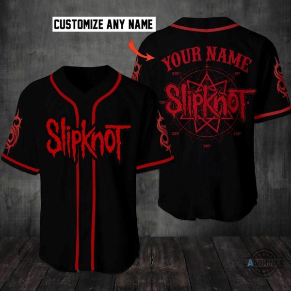 Custom Slipknot Baseball Jersey Shirt Red And Black NEW Unisex T-shirt, Sweatshirt, Hoodie, Long Sleeve Tee - T-Shirt, Sweatshirt, Hoodie