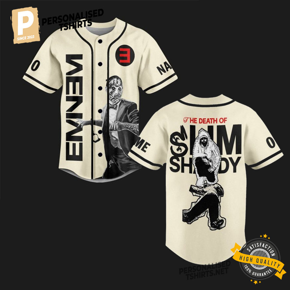 Custom The Death Of Slim Shady New Album Eminem Baseball Jersey Unisex T-shirt, Sweatshirt, Hoodie, Long Sleeve Tee - T-Shirt, Sweatshirt, Hoodie