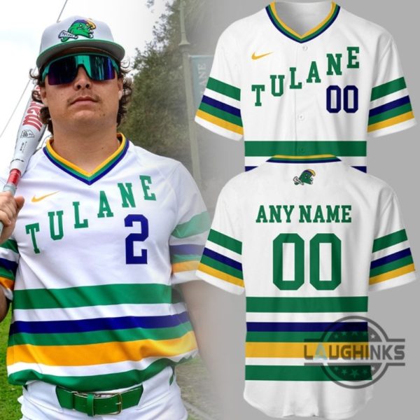 Custom Tulane Mardi Gras Baseball Jersey Unisex T-shirt, Sweatshirt, Hoodie, Long Sleeve Tee - T-Shirt, Sweatshirt, Hoodie