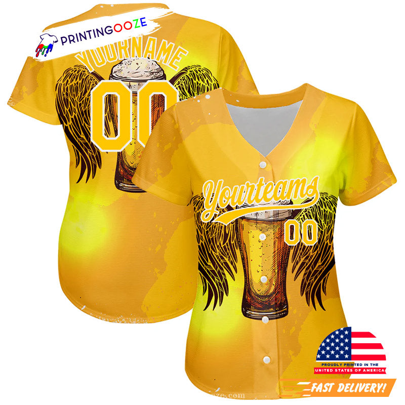 Custom Beer Drinking Day Baseball Jersey Unisex T-shirt, Sweatshirt, Hoodie, Long Sleeve Tee - T-Shirt, Sweatshirt, Hoodie
