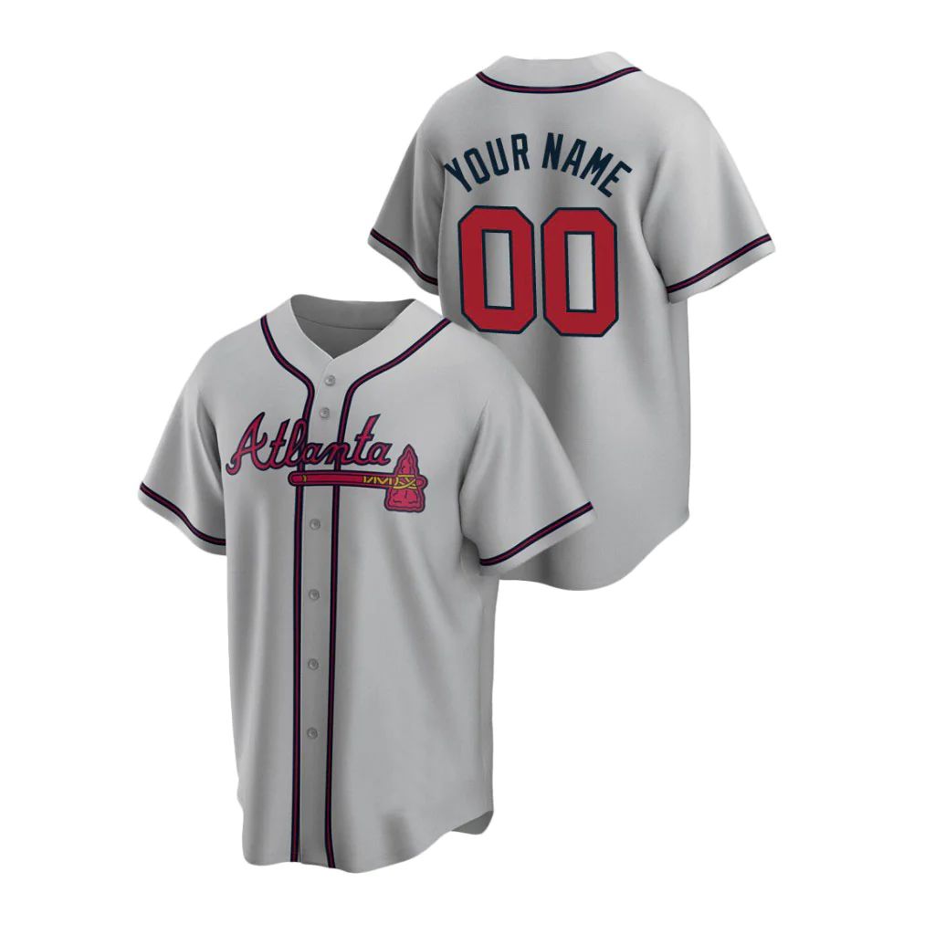 Custom Atlanta Braves Gray Men Youth And Women Birthday gift Stitched Baseball Jerseys baseball jersey product view 1