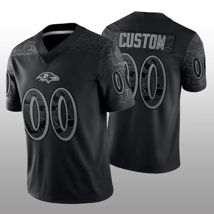 Custom B.Ravens Football Stitched Black RFLCTV Limited Jersey Football Jerseys football jersey product view 1