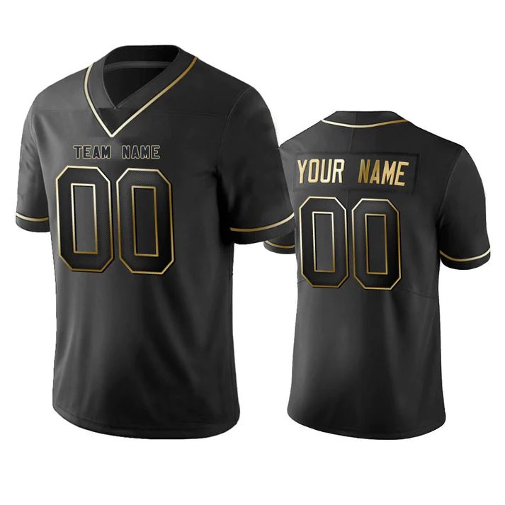 Custom B.Ravens Any Team and Number and Name Black Golden Edition American Jerseys Stitched American Football Jerseys football jersey product view 1