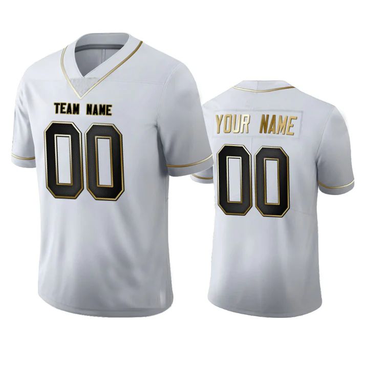 Custom B.Ravens Any Team and Number and Name White Golden Edition American Jerseys Stitched American Football Jerseys football jersey product view 1
