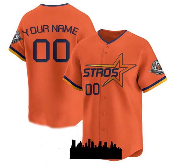 Custom Houston Astros Active Player Orange 2025 City Connect Limited Stitched Baseball Jersey baseball jersey product view 1